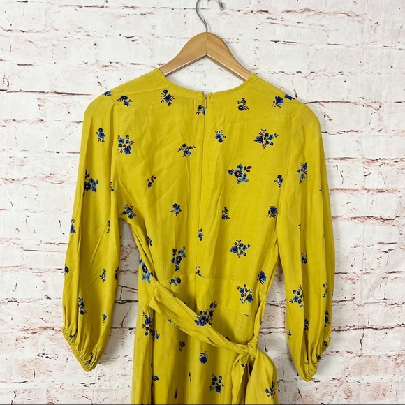 Faithfull The Brand Margot Yellow Floral Mini Dress Size 6 - Picture 7 of 9